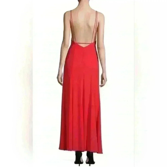 NEW NWT Fame And Partners Cherry Red Leo Halter Open Back Maxi Dress Size 4 US - Picture 2 of 13
